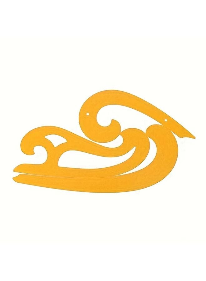 3 قطع من منحنى الفرنسي مجموعة مساطر استنسل بيضاوي من البلاستيك المتين للرسم والخياطة باللون البرتقالي - Image 4