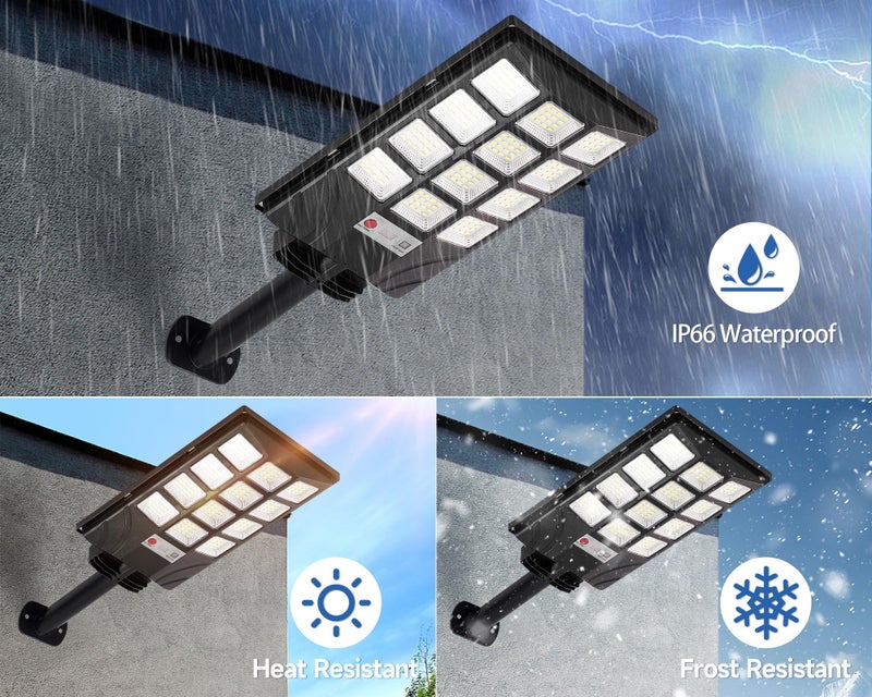 Aqraou Solar Lights Outdoor for Outside, IP66 Waterproof Solar Street Lights Outdoor with Motion Sensor & Dusk to Dawn, 6500K Security Flood Light for Yard Garden with Remote Control - 2PACK - Image 4