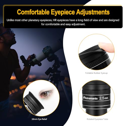 Astromania Telescope Eyepiece 2.5mm, Wide Angle 58 Degree Apparent Field Planetary Eyepiece for 1.25 inch Astronomy Telescope & Filter, Fully Multi-Coated Telescope Accessory for Planetary Observation - Image 4