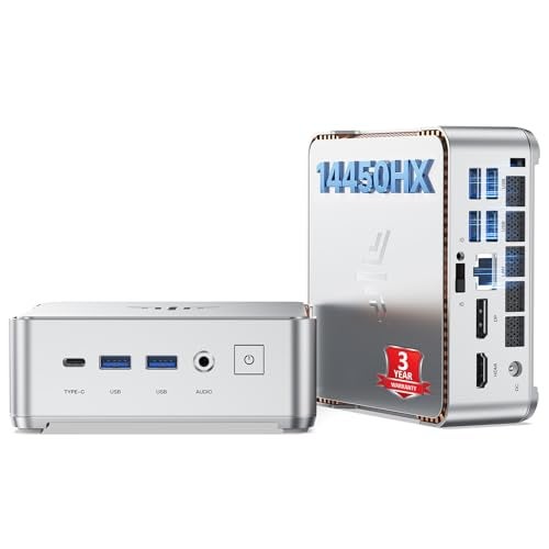 KAMRUI Hyper H2 Mini PC Windows 11 pro, Intel Core 14450HX Mini Computers (10C/16T, 4.8GHz), 32GB RAM 1TB PCle4.0 SSD Micro Desktop PC, Triple 4K Display, USB-C, WiFi6, BT5.2, Business Office Home - Image 1