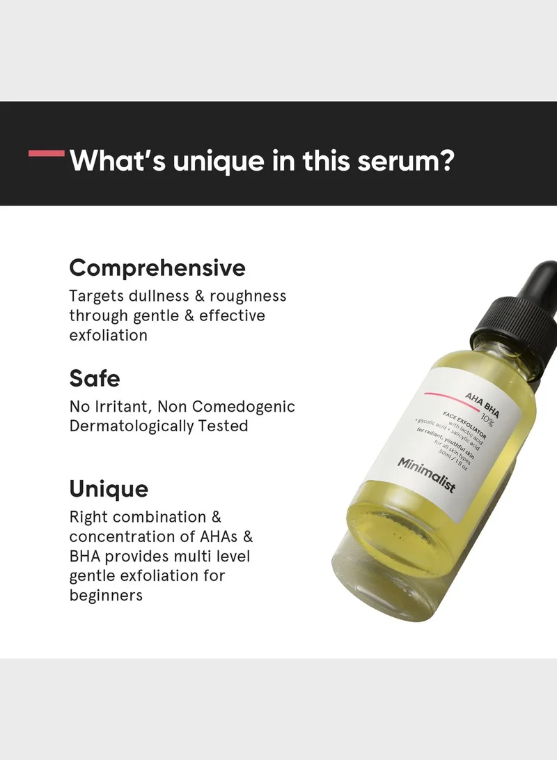 Minimalist Skincare AHA BHA 10% Face Exfoliator