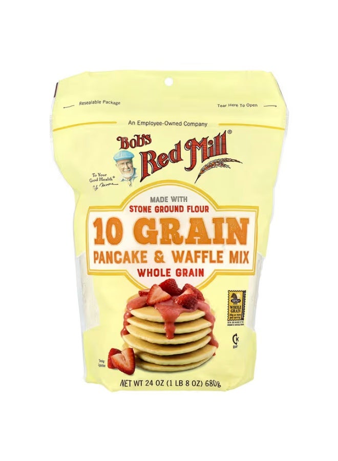 بوبز ريد ميل، مزيج الفطائر والوافل من 10 حبوب، حبوب كاملة، 24 أونصة (680 جم)