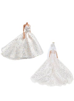 E-TING 2 Pcs Beautiful Bride Clothing Party Ball Dresses For Girl Dolls  - Image 3