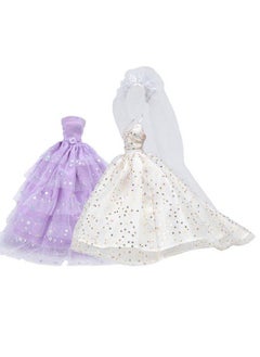 E-TING 2 Pcs Beautiful Bride Clothing Party Ball Dresses For Girl Dolls  - Image 2