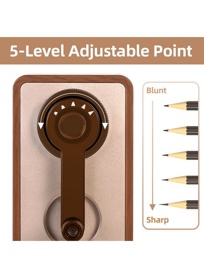 ديلي مبراة أقلام يدوية من Deli، مبراة أقلام يدوية أوتوماتيكية مع نقطة قابلة للتعديل لأقلام الرصاص والأقلام الملونة، مبراة أقلام للأطفال والطلاب والفصول الدراسية والمنزل والمكتب، بني - Image 3