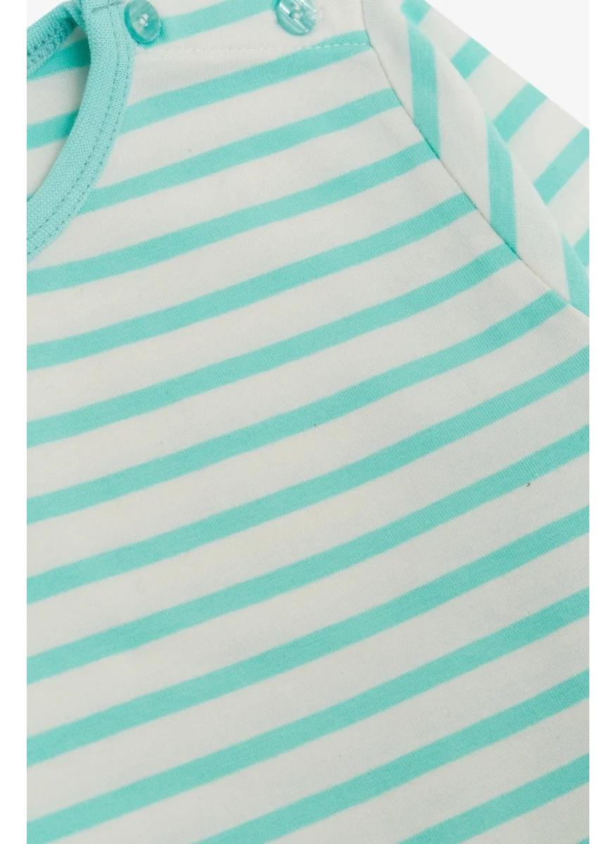 Breeze Baby Boy Long Sleeve T-Shirt Patchwork Striped 9 Months-3 Years, Water Green