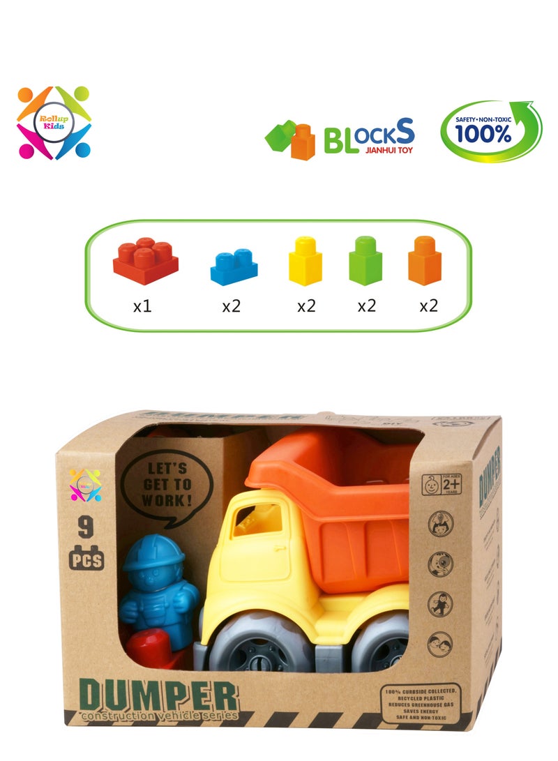 ROLL UP KIDS شاحنة بناء دumper، لعبة صديقة للبيئة للأطفال رول أب - Image 2