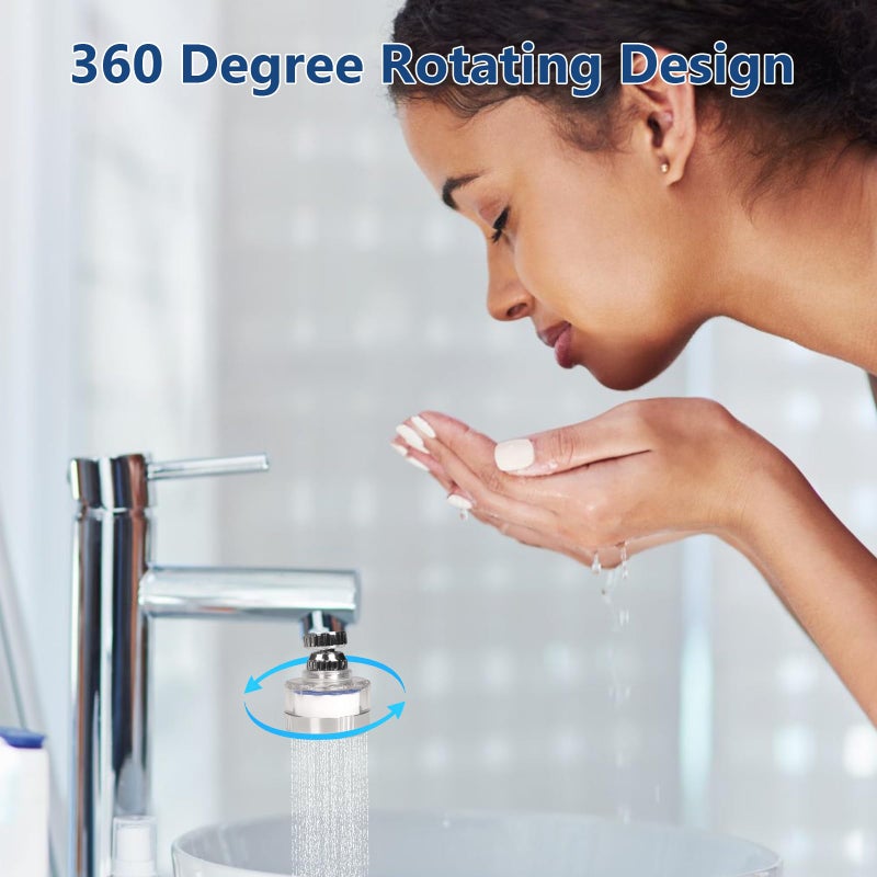 Dexspoeny 3 Pcs of Sink Water Filter and 18 Filter Elements Set, Sink Faucet Filter 360Â°Rotating, Bathroom Sink Filter Removes Fluoride Hard Water, Faucet Filter Faucet Extender for Home Kitchen Sink - Image 5