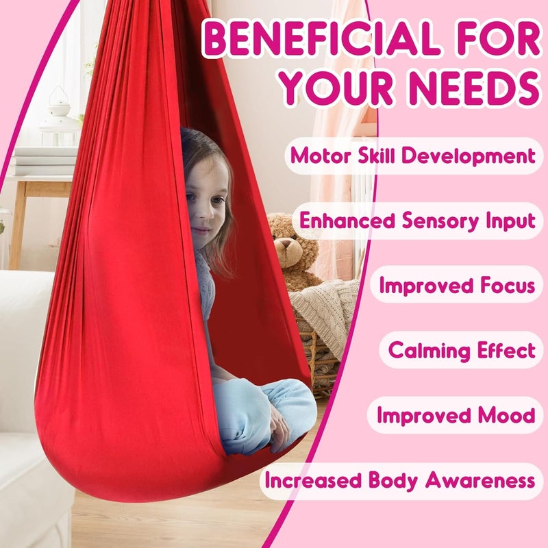 Chihee Sensory Swing Therapy Hammock Indoor Outdoor for Kids and Adults, Hardware Included, Soft Breathable Nylon Cuddle Joy Hammock for Autism, ADHD, Aspergers, Sensory Integration - Image 5