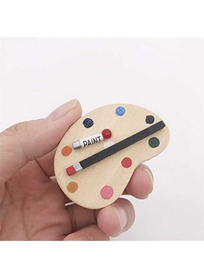 SXFSE Dollhouse Decoration Accessories 1/12 Dollhouse Miniature Wooden Easel Oil Painting Set Palette Watercolor Box Simulation Toys For Doll - Image 5
