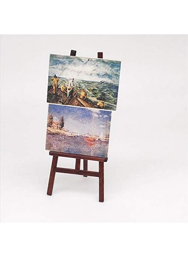 SXFSE Dollhouse Decoration Accessories 1/12 Dollhouse Miniature Wooden Easel Oil Painting Set Palette Watercolor Box Simulation Toys For Doll - Image 3