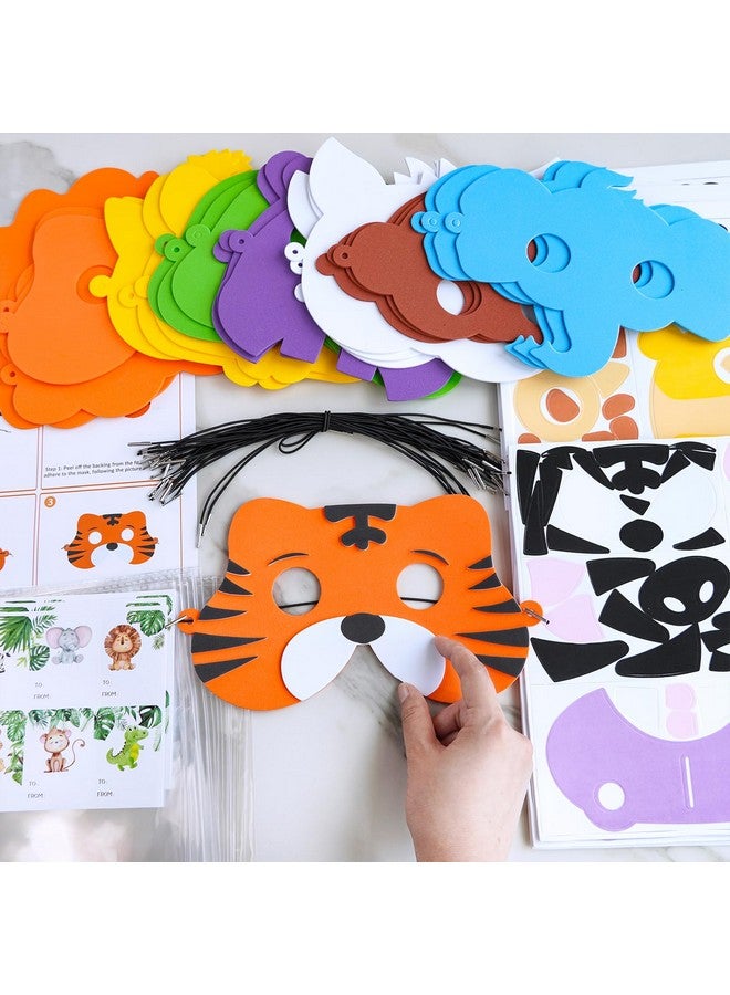 Winlyn مجموعة أقنعة حيوانات الغابة من وينلين 27 مجموعة - أقنعة وجه حيوانات السفاري - مجموعة فنون أقنعة الحيوانات من الفوم - ملصقات حيوانات حديقة الحيوان للأطفال - أنشطة عيد ميلاد سفاري الغابة في الفصل الدراسي - هدايا حفلات - Image 2