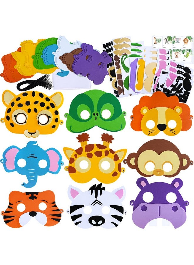 Winlyn مجموعة أقنعة حيوانات الغابة من وينلين 27 مجموعة - أقنعة وجه حيوانات السفاري - مجموعة فنون أقنعة الحيوانات من الفوم - ملصقات حيوانات حديقة الحيوان للأطفال - أنشطة عيد ميلاد سفاري الغابة في الفصل الدراسي - هدايا حفلات - Image 1