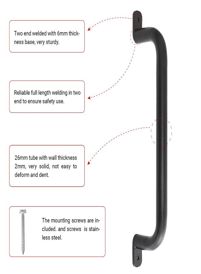 Purife 17 Inch Black Playground Accessories Safety Handles Set of 2 - Outdoor Metal Playset Handles, Swing Sets Grab Handle, Kids Safety Rail, Indoor Climbing Monkey Bar for Play Gym, Play Room - Image 3