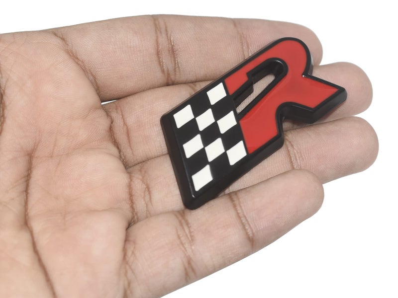 Incognito Racing R Badge Sticker for All Cars, Metal (Black with Red) - Image 1