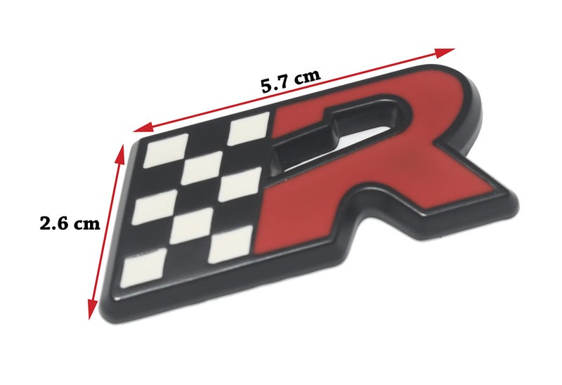 Incognito Racing R Badge Sticker for All Cars, Metal (Black with Red) - Image 2