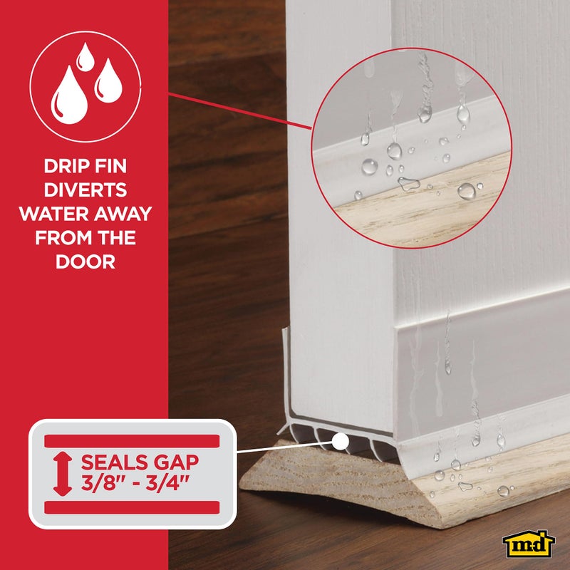 M-D Building Products 43336 Vinyl Cinch® U-Shape Slide-On Under Door Seal, Easy-to-Install, Energy-Saving, Weatherproof Seal for Doors, Effective Draft Blocker, Ideal for Home (36 Inch, White) - Image 5