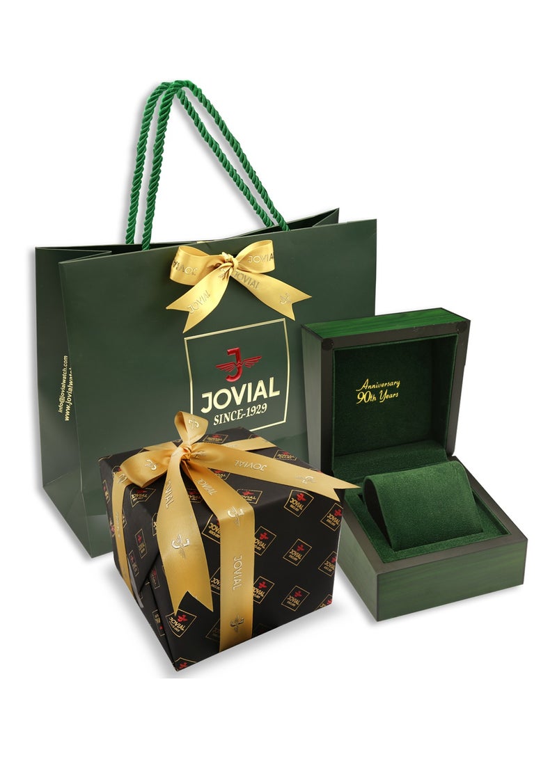 Jovial Men's Fashion Stainless Steel watch, 37mm, Black - Image 4