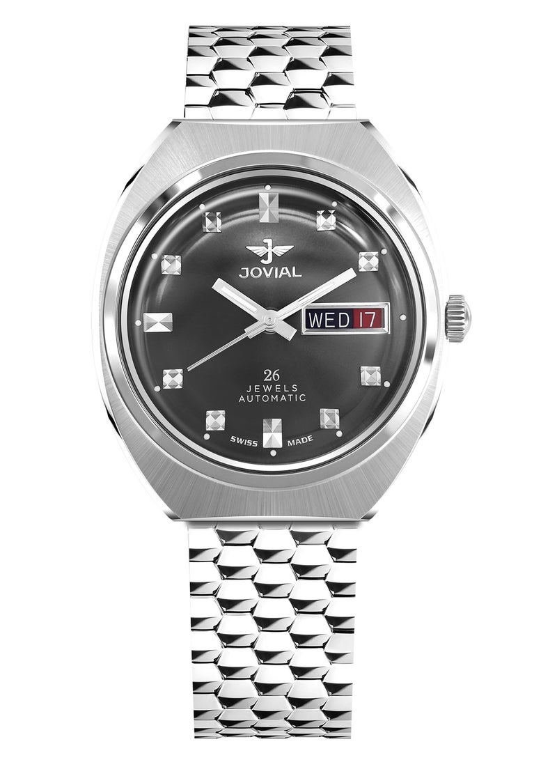 Jovial Men's Fashion Stainless Steel watch, 37mm, Black - Image 1