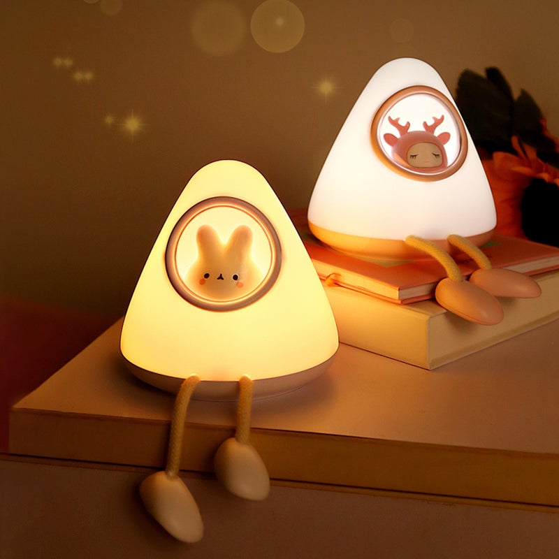 Cute Rabbit Night Light Warm White & White Bedside Kids Night Light with Touch Sensor 2 Light Brightness Soft Silicone Animal Night Lamp Phone Holder Night Companion for Children Toddler - Image 2