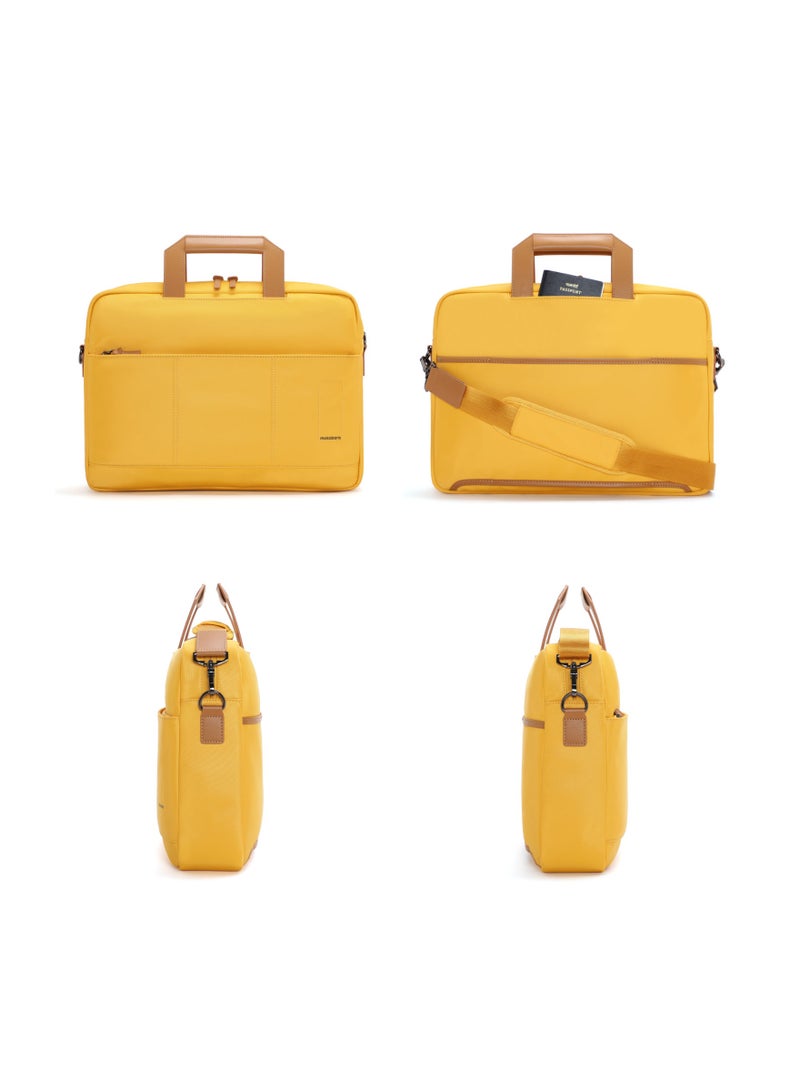 Mokobara The Briefcase with Adjustable Shoulder Strap Vegan Leather, Water Resistant, Fits Upto 15.6" Laptops (Unisex,  Enough Yellow) - Image 3