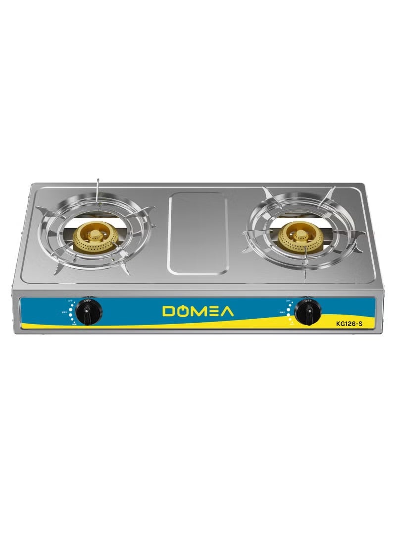 DOMEA 2 Burner Gas Stove with Auto Ignition | Stainless Steel Top, Efficient Flame Control, Durable & Compact Design - Image 1