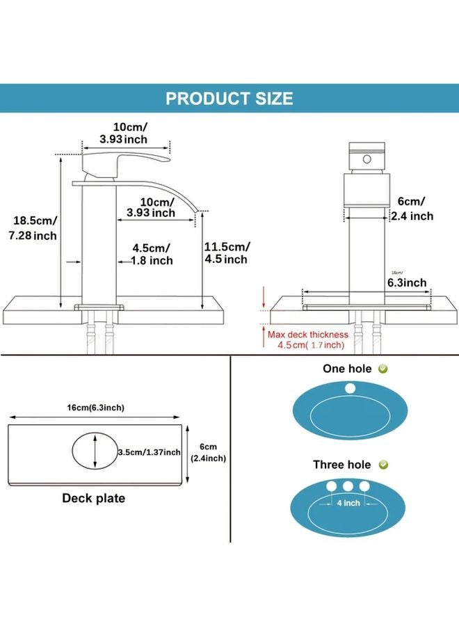 Black Golden Single Handle Bathroom Sink Faucet With Deck Plate And Pop Up Drain - Image 3