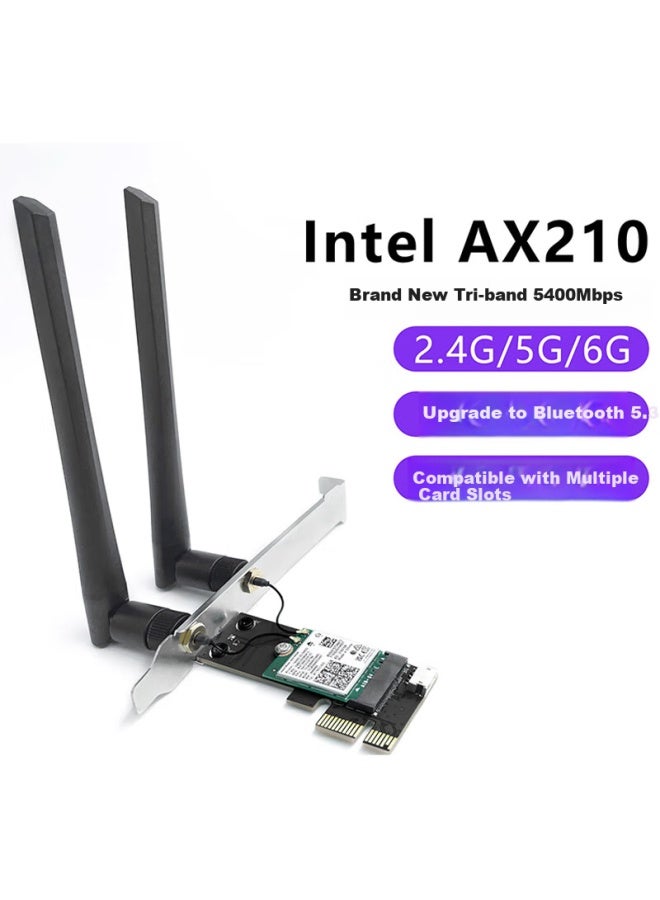 Percko Ax210 Wireless Network Card Wifi 6e Gaming Desktop Pcie X1 Wireless Network Card Bluetooth 5.3 Two-in Gigabit 5g Built-in Wifi Receiver Linux - Image 2