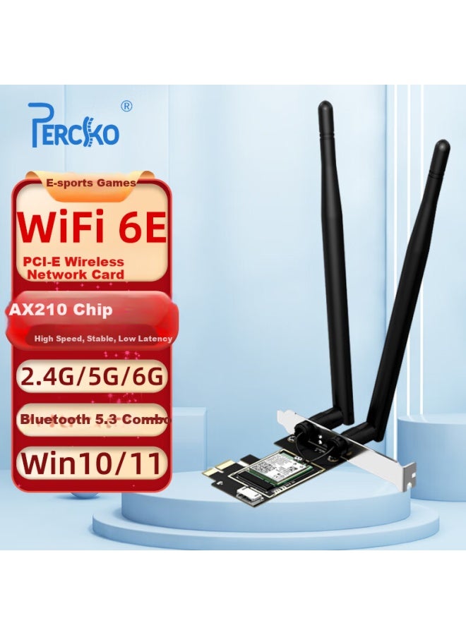 Percko Ax210 Wireless Network Card Wifi 6e Gaming Desktop Pcie X1 Wireless Network Card Bluetooth 5.3 Two-in Gigabit 5g Built-in Wifi Receiver Linux - Image 1