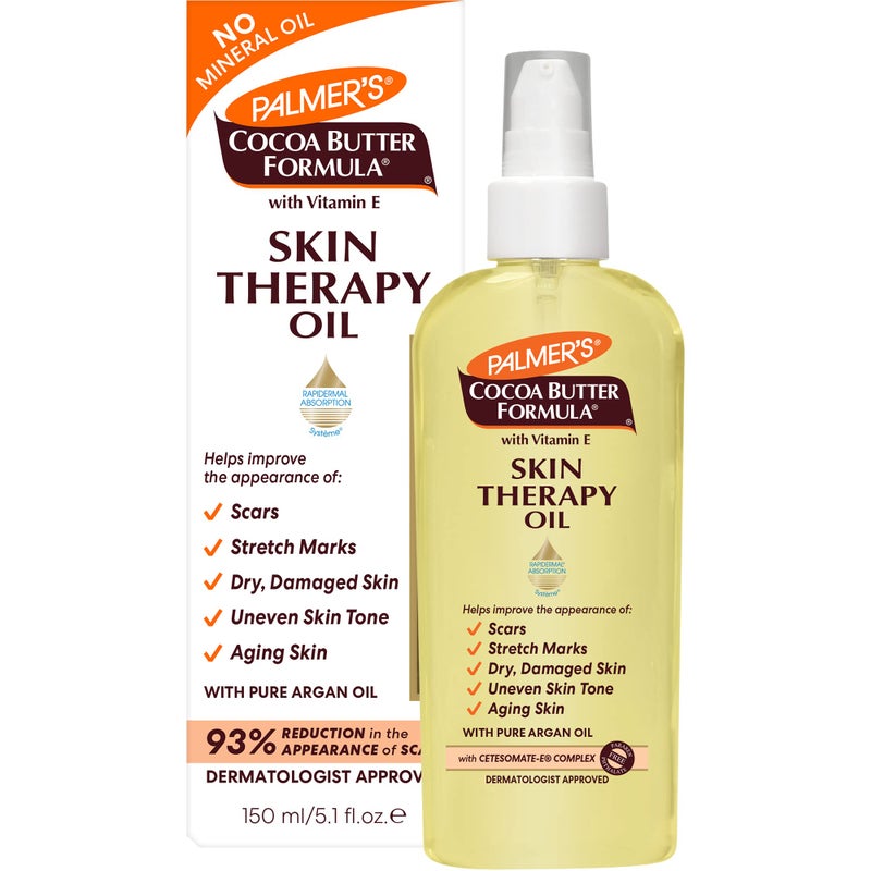 PALMER'S Palmer's Cocoa Butter Formula Skin Therapy Moisturizing Body Oil with Vitamin E & Pure Argan Oil, Deep Body Moisturizer for Dry, Damaged Skin, Scars or Stretch Marks, 5.1 Fl Oz (Pack of 3), YELLOW 