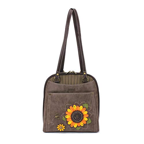 CHALA Convertible Backpack Purse - Women Convertible Shoulder Purse with Adjustable Strap - Sunflower - Stone Gray - Image 2