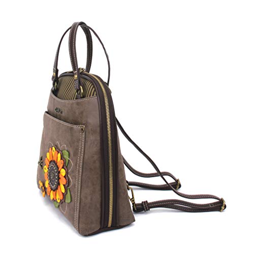 CHALA Convertible Backpack Purse - Women Convertible Shoulder Purse with Adjustable Strap - Sunflower - Stone Gray - Image 3