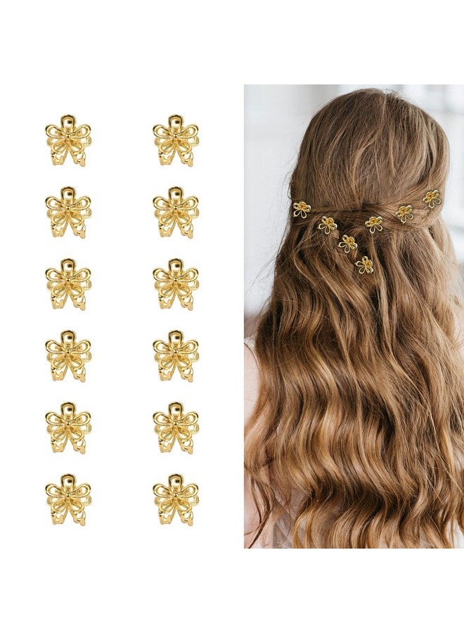 ACO-UINT 12 Pcs Mini Hair Clips For Women Gold Flower Hair Claw Clips Sturdy Mini Metal Claw Clips Cute Clips For Hair 90S Hair Accessories For Women And Girls - Image 2