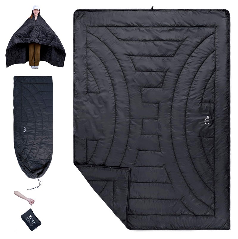 iClimb 3M Thinsulate Insulation Warm Camping Blanket Ultralight Compact Black
