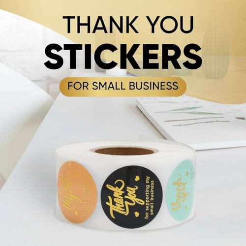 IBAKE 800 Thank You Stickers – 1.5" Round Labels (5 Designs, Multicolor) for Small Business, Packaging, Envelopes, Gift Bags, Bakery, Party Favors – Self-Adhesive Waterproof Thank You Sticker Roll - Image 2