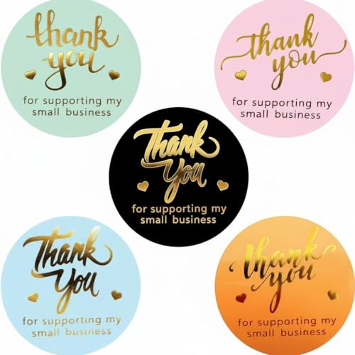IBAKE 800 Thank You Stickers – 1.5" Round Labels (5 Designs, Multicolor) for Small Business, Packaging, Envelopes, Gift Bags, Bakery, Party Favors – Self-Adhesive Waterproof Thank You Sticker Roll - Image 1