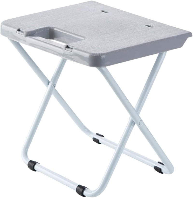 Portable Folding Camping Stool Non Slip Grey Plastic Outdoor Chair For Travel Picnic - Image 1