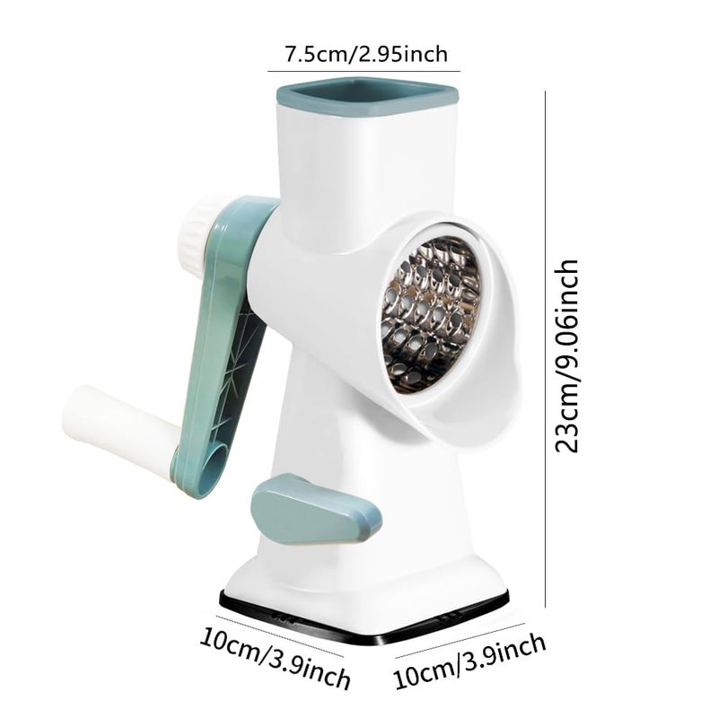Dachenus Rotary Cheese Grater with Suction Base,Multifunctional Kitchen Tool for Shredding,Grating,Slicing-Cheese Shredder Includes Cleaning Brush & Non-Slip Handle-Ideal Kitchen Gift for Home Cooks(white) - Image 5