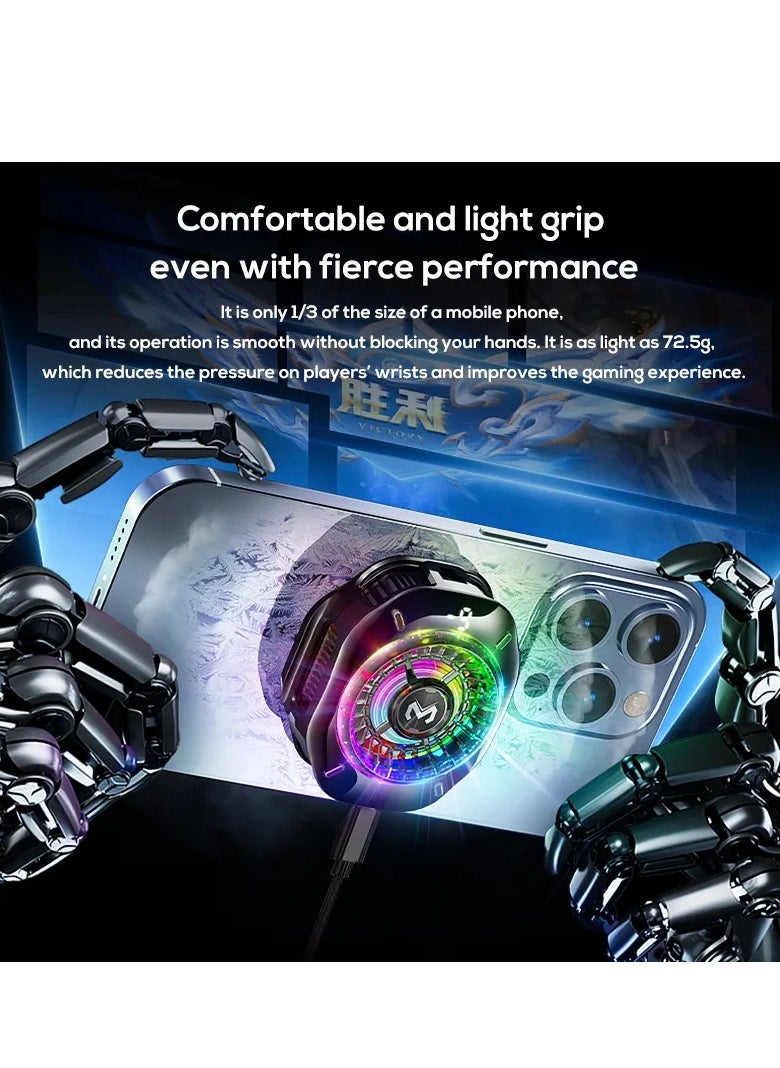 MEMO CX10 AI Modes Gaming Cooler – Rapid Icing, AI Constant Temperature, Multi-Style RGB LED Lights – Semiconductor + Air Cooling Phone Radiator for Mobile Gaming, Live Streaming – Magnetic Clip, Ice-Freezing Tech, Type-C 5V/2A
