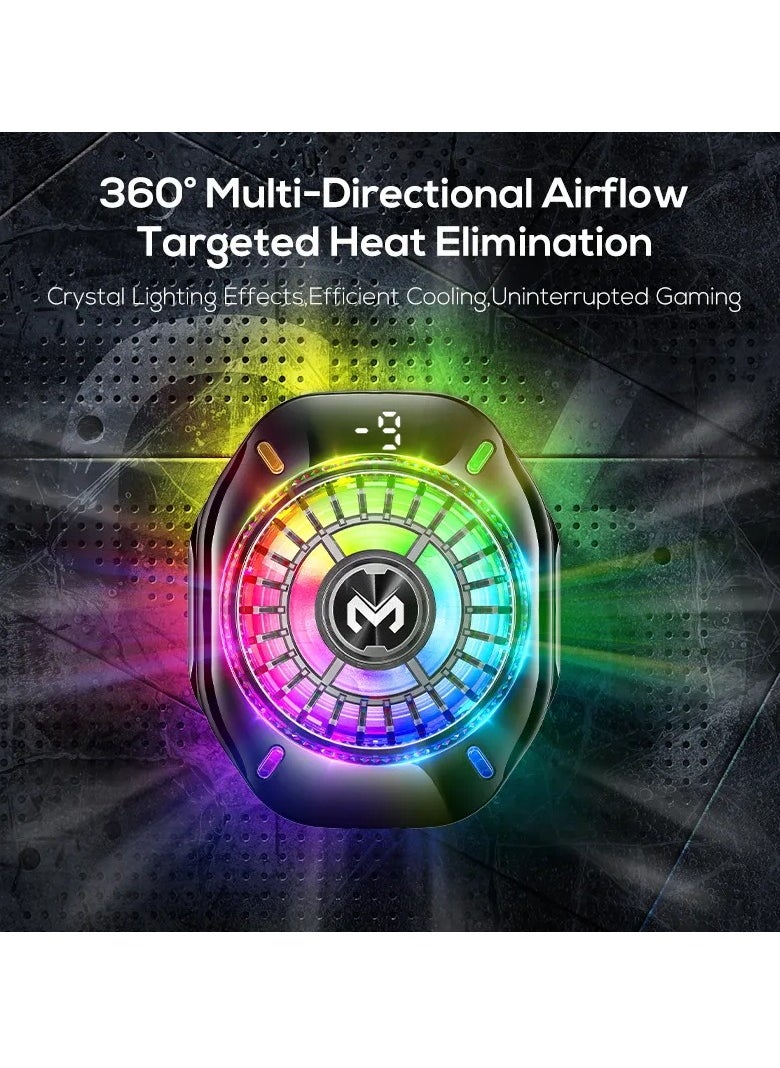 MEMO CX10 AI Modes Gaming Cooler – Rapid Icing, AI Constant Temperature, Multi-Style RGB LED Lights – Semiconductor + Air Cooling Phone Radiator for Mobile Gaming, Live Streaming – Magnetic Clip, Ice-Freezing Tech, Type-C 5V/2A