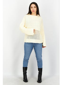 Women Long Sleeves Textured Sweater, Cream - pzsku/Z1D54071316993AF2B21EZ/45/_/1734963347/a34a02a1-618d-465e-b165-d71cb100866b