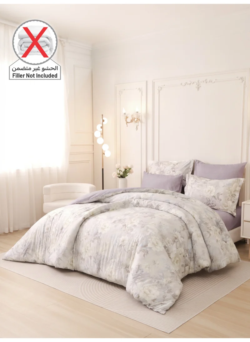 Donetella Printed Duvet Set, Queen Size Fits 180x200 cm - 4-Pcs Bed Set, Brushed Microfiber Fabric - 1 Duvet Cover, 1 Fitted Sheet, 1 Pillow Shams, 1 Pillowcases (Filler Not Included)