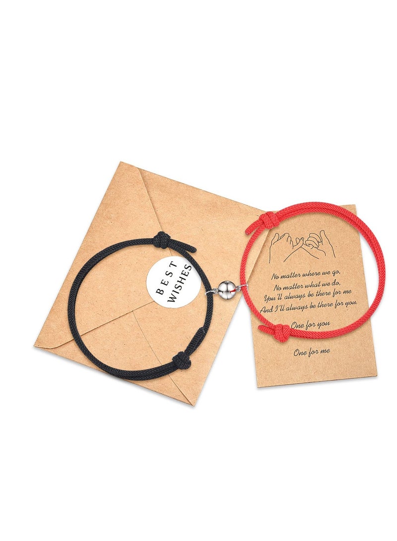 Zikra Magnetic Bracelet Set, Couple Jewelry Bracelet Set, Bracelet Graduation Gift, for Couple Bestfriend Men, Women, Valentine's Day, Engagement, Thanksgiving's Day, Wedding Red&Black - Image 1