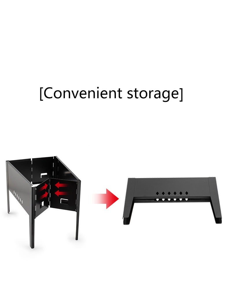 شواء شواء الكربون المحمولة للطي الشواء الشواء الجدول الأعلى في الهواء الطلق الفولاذ المقاوم للصدأ الشواء المدخن نزهة حديقة تراس التخييم - Image 4