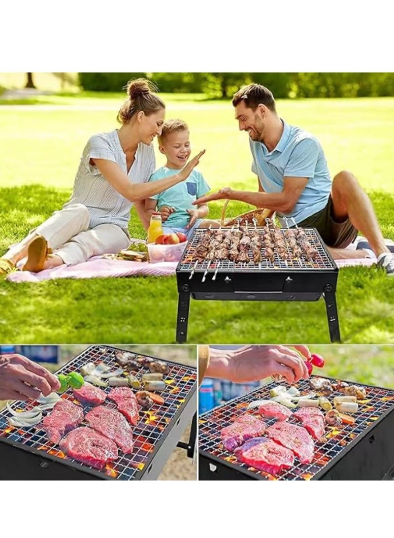 شواء شواء الكربون المحمولة للطي الشواء الشواء الجدول الأعلى في الهواء الطلق الفولاذ المقاوم للصدأ الشواء المدخن نزهة حديقة تراس التخييم - Image 1