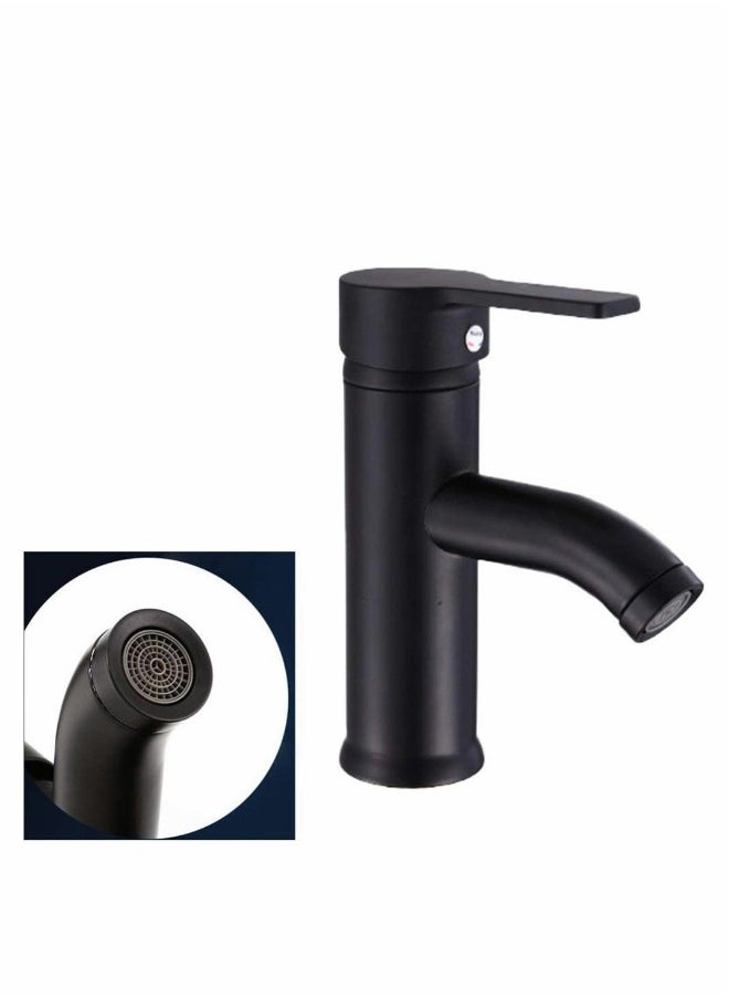 Generic - Tap Black Bathroom Faucet Stainless Steel Basin Mixer Bathroom Accessories Black Tap Sink Basin Mixer Tap for Home Kitchen, Short Pattern - Image 1