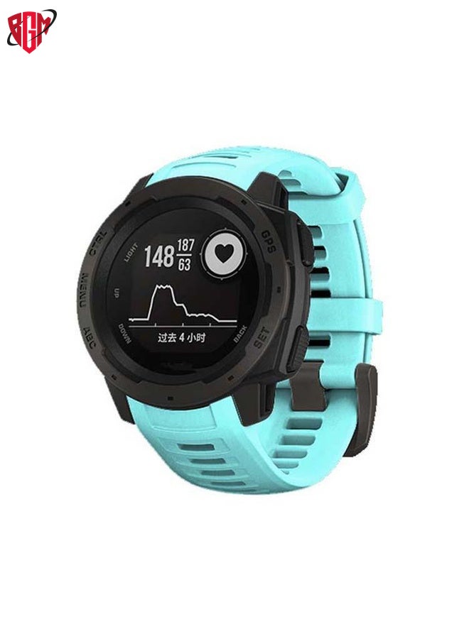 BGM Watch Band Strap For Garmin Instinct 22mm Kalebol Steel Buckle Silicone Watch Band(Teal)  - Image 1