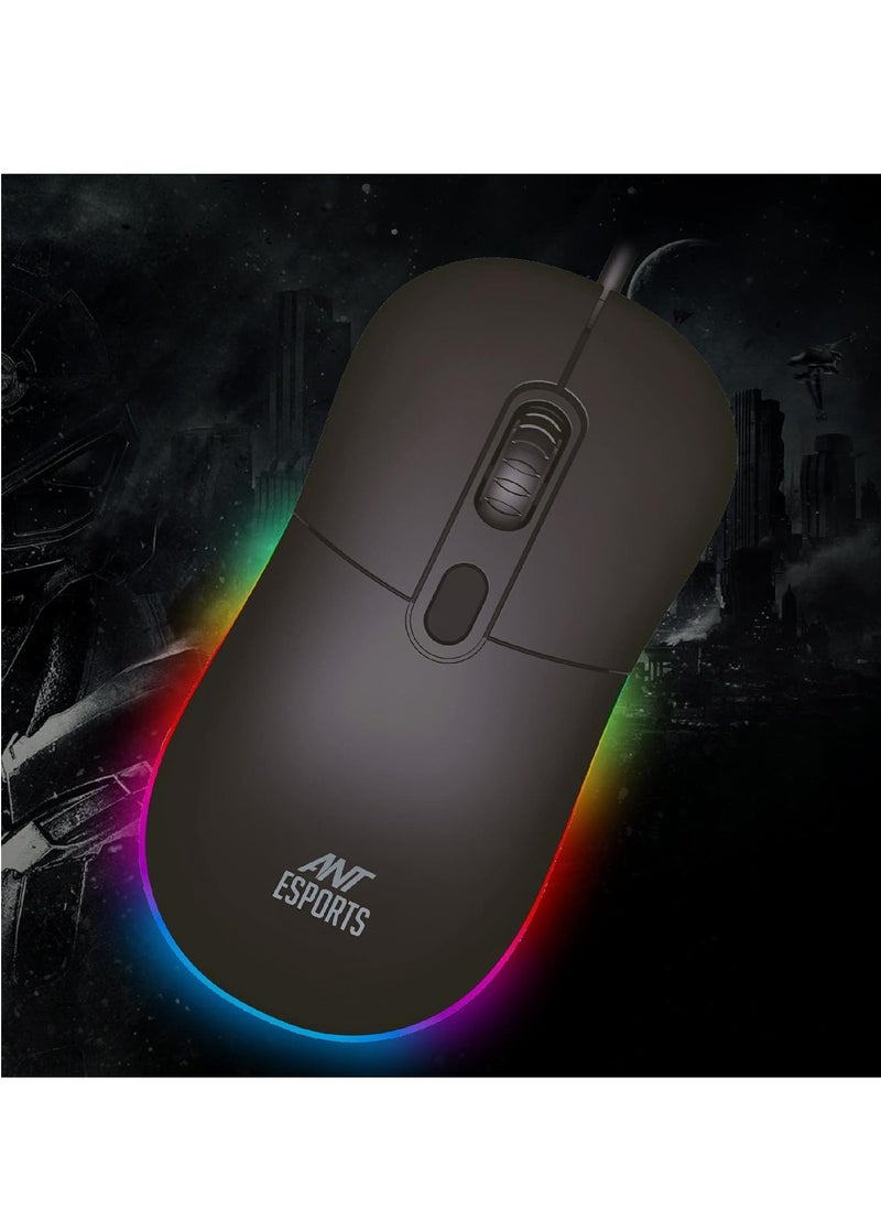 ANT الرياضات الإلكترونية فأرة ألعاب GM40 RGB سلكية | تصميم بسيط | مستشعر بصري 2400 DPI | قشرة ظهر سلحفاة مريحة | أضواء RGB هادئة  - Image 3