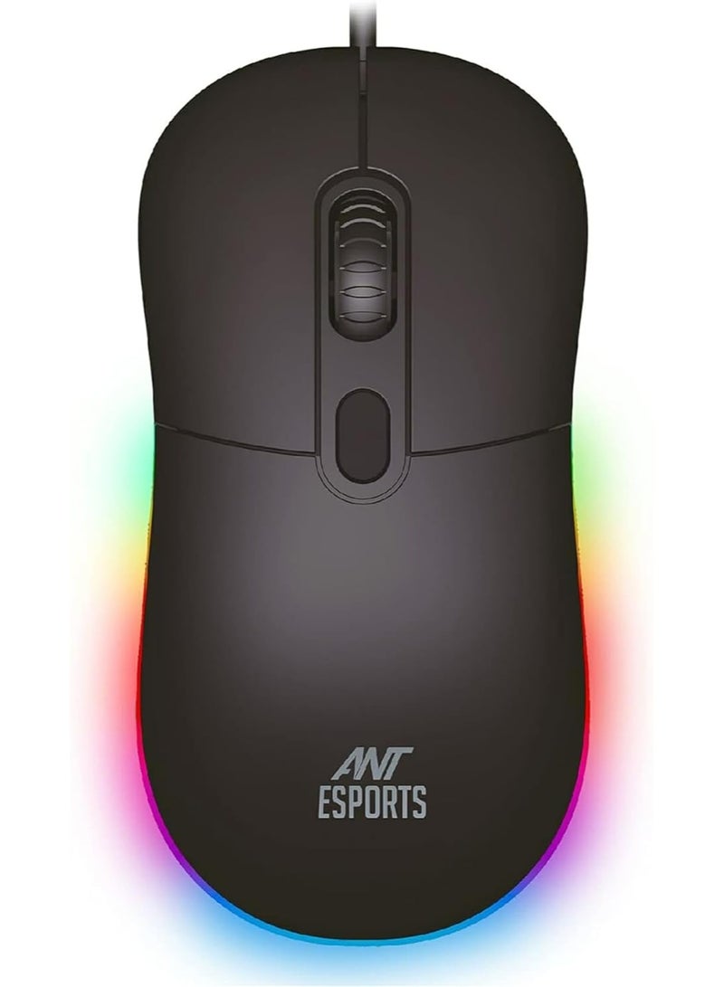 ANT Esports GM40 RGB Wired Optical Gaming Mouse | Minimalist Design | 2400 DPI Optical Sensor | Lightweight Ergonomic Turtle Back Shell | Sober RGB Lights | USB Optical Mouse for Laptop & PC Gaming - Image 1