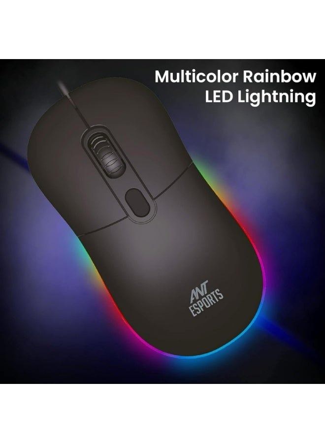 ANT Esports GM40 RGB Wired Optical Gaming Mouse | Minimalist Design | 2400 DPI Optical Sensor | Lightweight Ergonomic Turtle Back Shell | Sober RGB Lights | USB Optical Mouse for Laptop & PC Gaming - Image 5